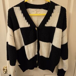Cozy Knit Black and White Cardigan